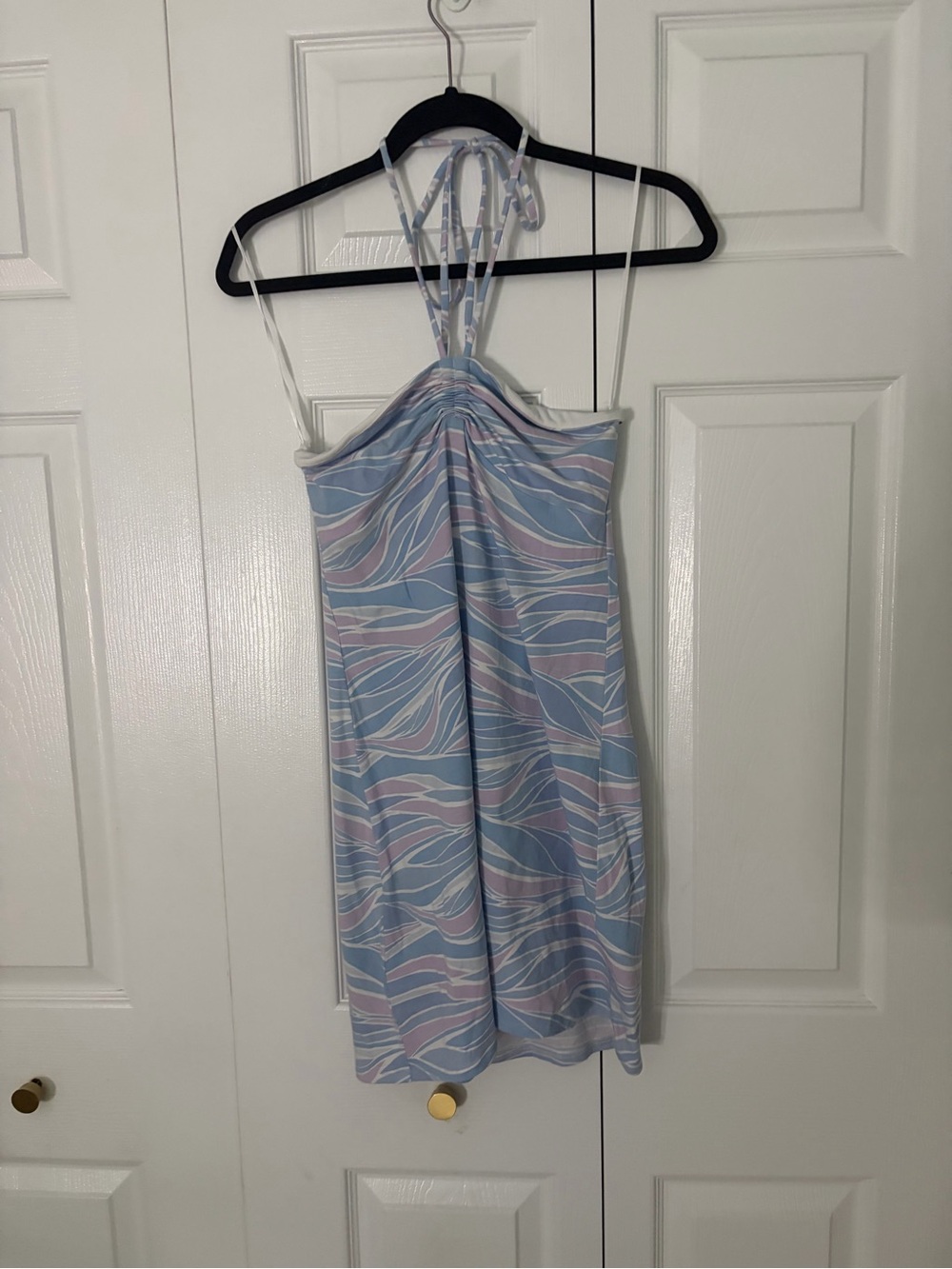 Hollister Pastel Blue & Pink Swirl Halter One-Piece